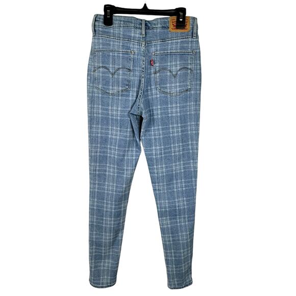 Levi’s 721 SZ 27 High-Rise Skinny Jeans Plaid Stretch Zip-Fly Pockets Blue Women - Picture 4 of 12